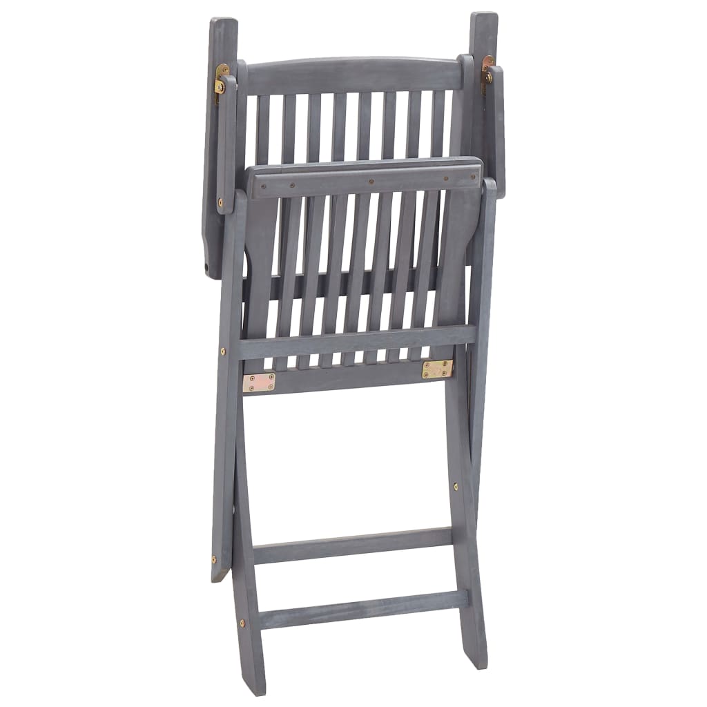 Set da Pranzo per Giardino 5 pz Legno Massello di Acacia Grigio
