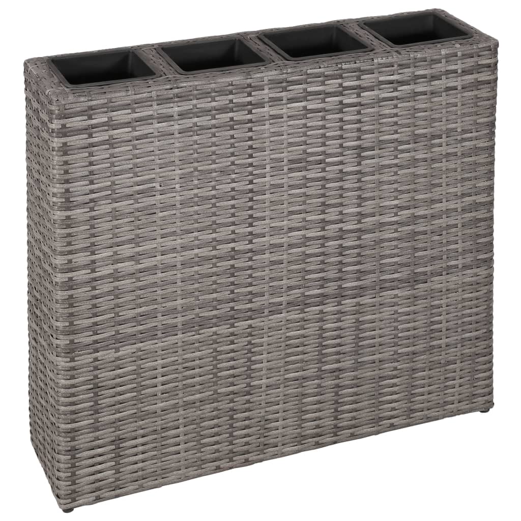 Raised Garden Beds with 4 Vases 2 pcs in Gray Polyrattan