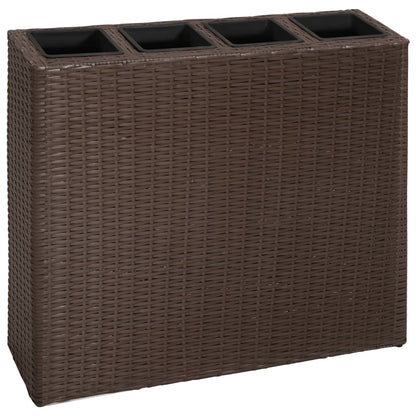 Raised Garden Beds with 4 Pots 2 pcs in Brown Polyrattan