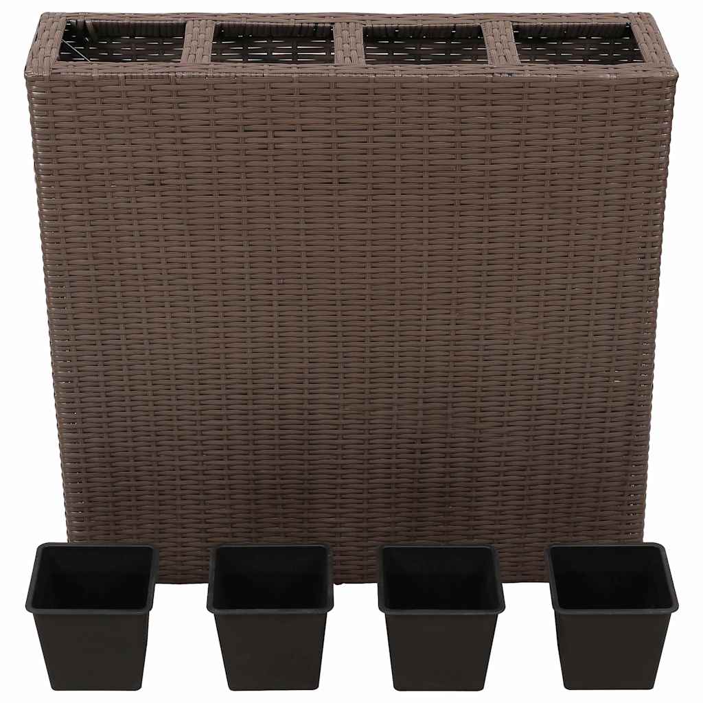 Letti Rialzati da Giardino con 4 Vasi 2 pz in Polyrattan Marrone - homemem39