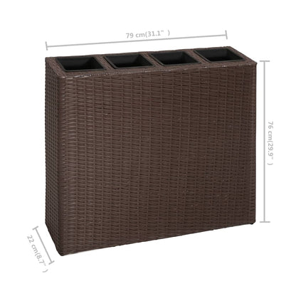 Raised Garden Beds with 4 Pots 2 pcs in Brown Polyrattan