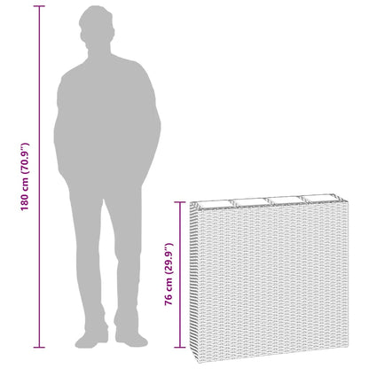 Letti Rialzati da Giardino con 4 Vasi 2 pz in Polyrattan Marrone | homemem39