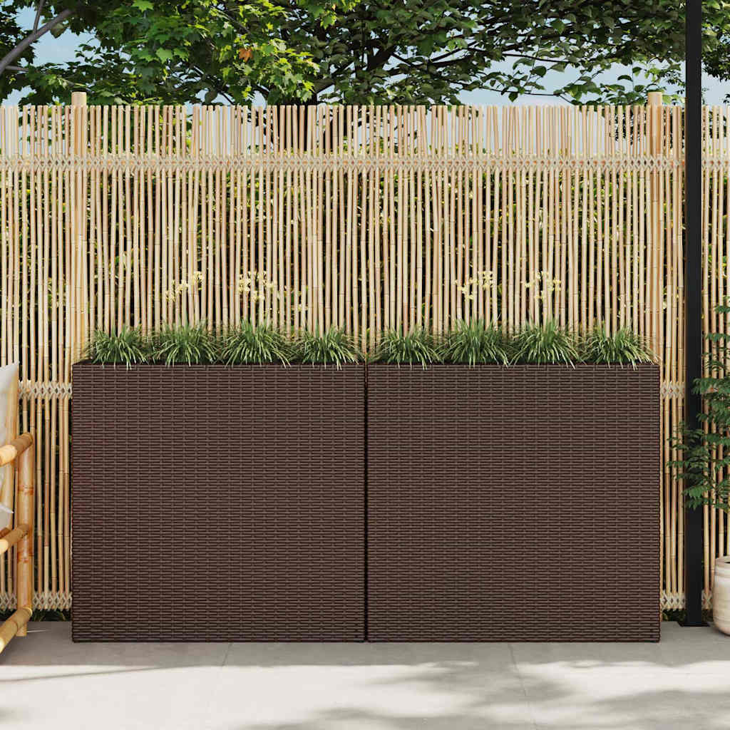 Letti Rialzati da Giardino con 4 Vasi 2 pz in Polyrattan Marrone | homemem39