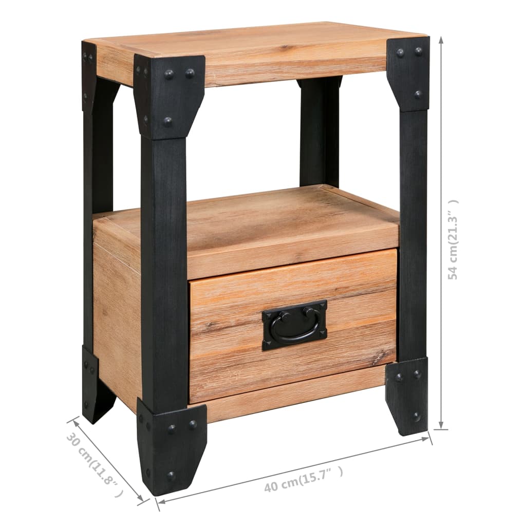 Comodini 2 pz Legno Massello di Acacia e Acciaio 40x30x54 cm - homemem39