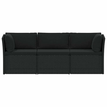 Set Divani da Giardino 4 pz con Cuscini in Polyrattan Nero | homemem39