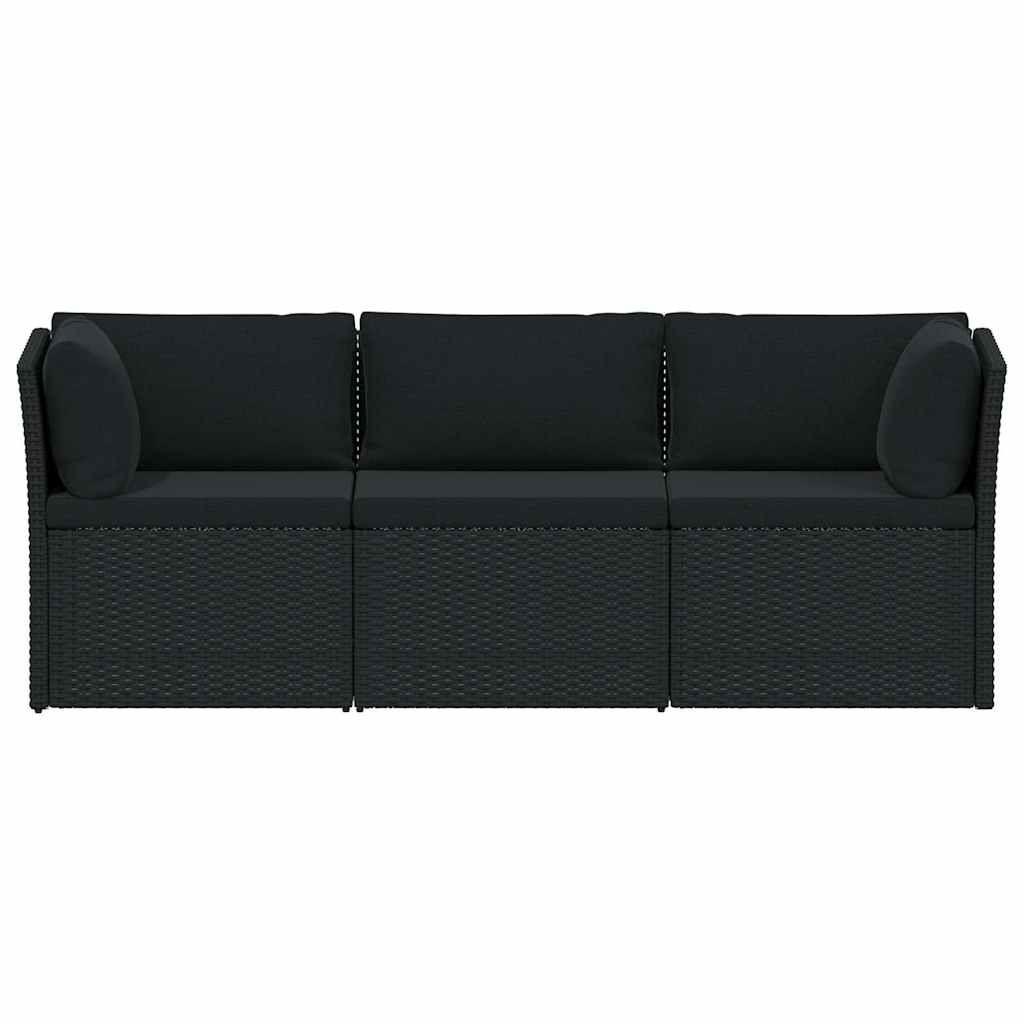 Set Divani da Giardino 4 pz con Cuscini in Polyrattan Nero