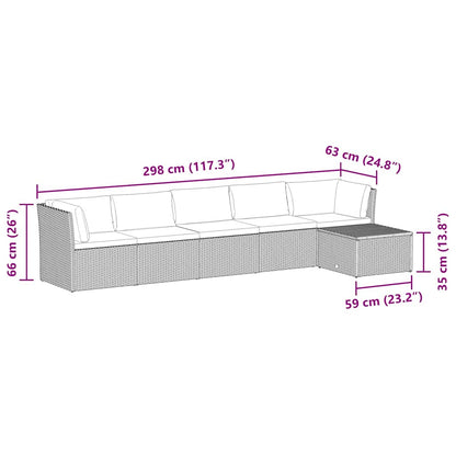 Set Divani da Giardino 4 pz con Cuscini in Polyrattan Nero