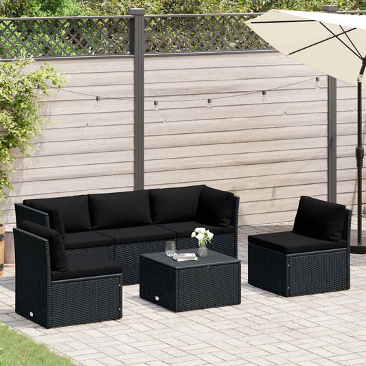 Set Divani da Giardino 4 pz con Cuscini in Polyrattan Nero