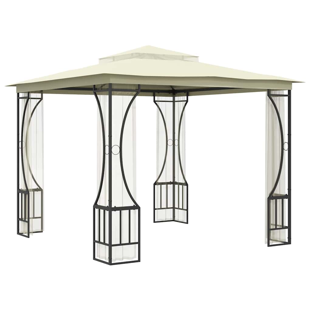 Gazebo con Rete 300x300x265 cm Crema - homemem39