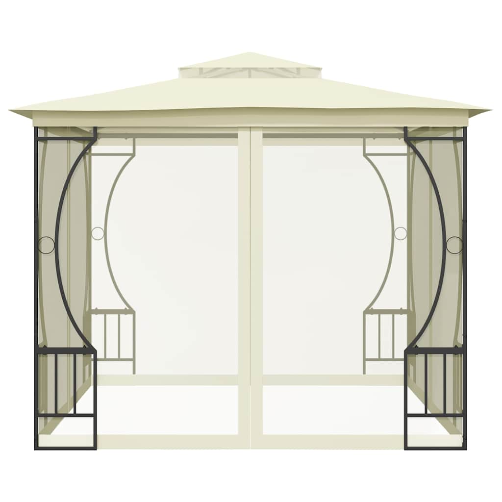 Gazebo con Rete 300x300x265 cm Crema