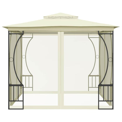 Gazebo con Rete 300x300x265 cm Crema