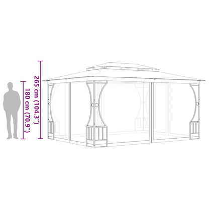 Gazebo con Rete 300x400x265 cm Crema