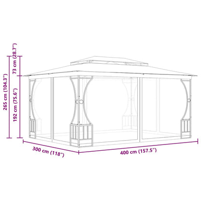 Gazebo con Rete 300x400x265 cm Crema - homemem39
