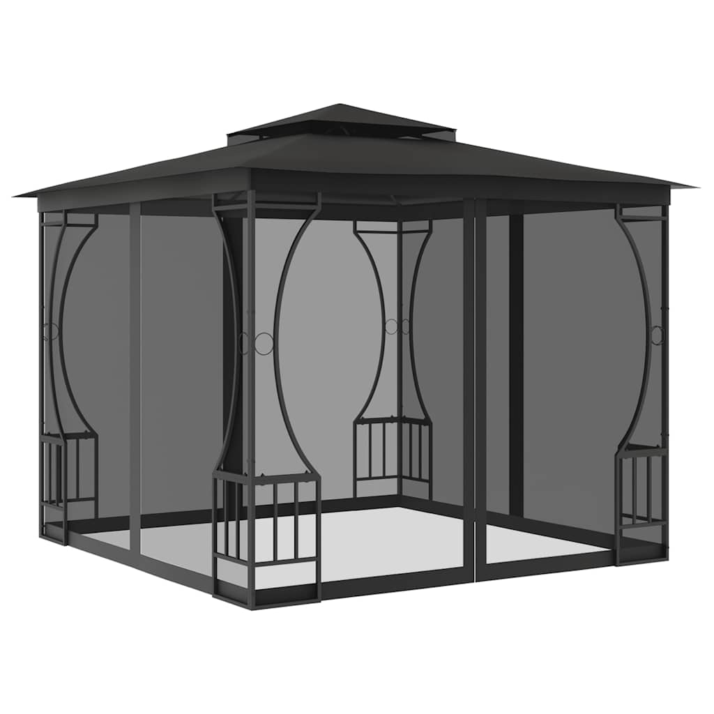 Gazebo con Rete 300x300x265 cm Antracite - homemem39