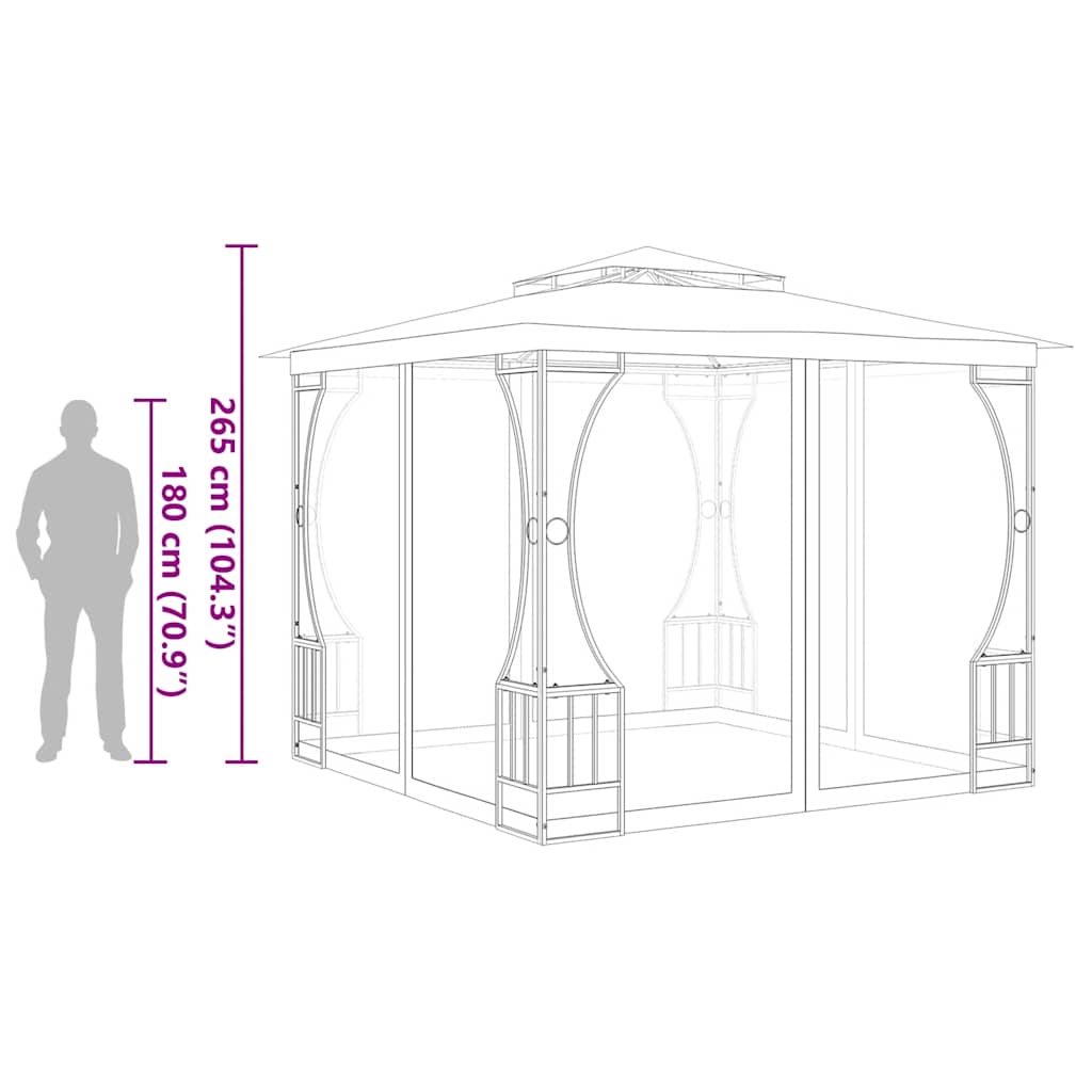 Gazebo con Rete 300x300x265 cm Antracite | homemem39