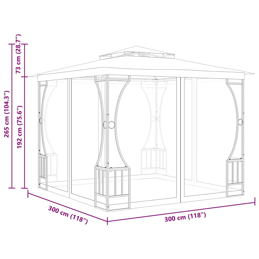 Gazebo con Rete 300x300x265 cm Antracite - homemem39
