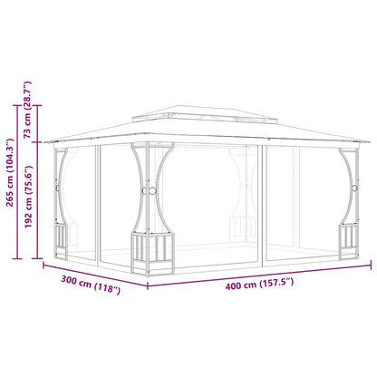 Gazebo con Rete 300x400x265 cm Antracite - homemem39