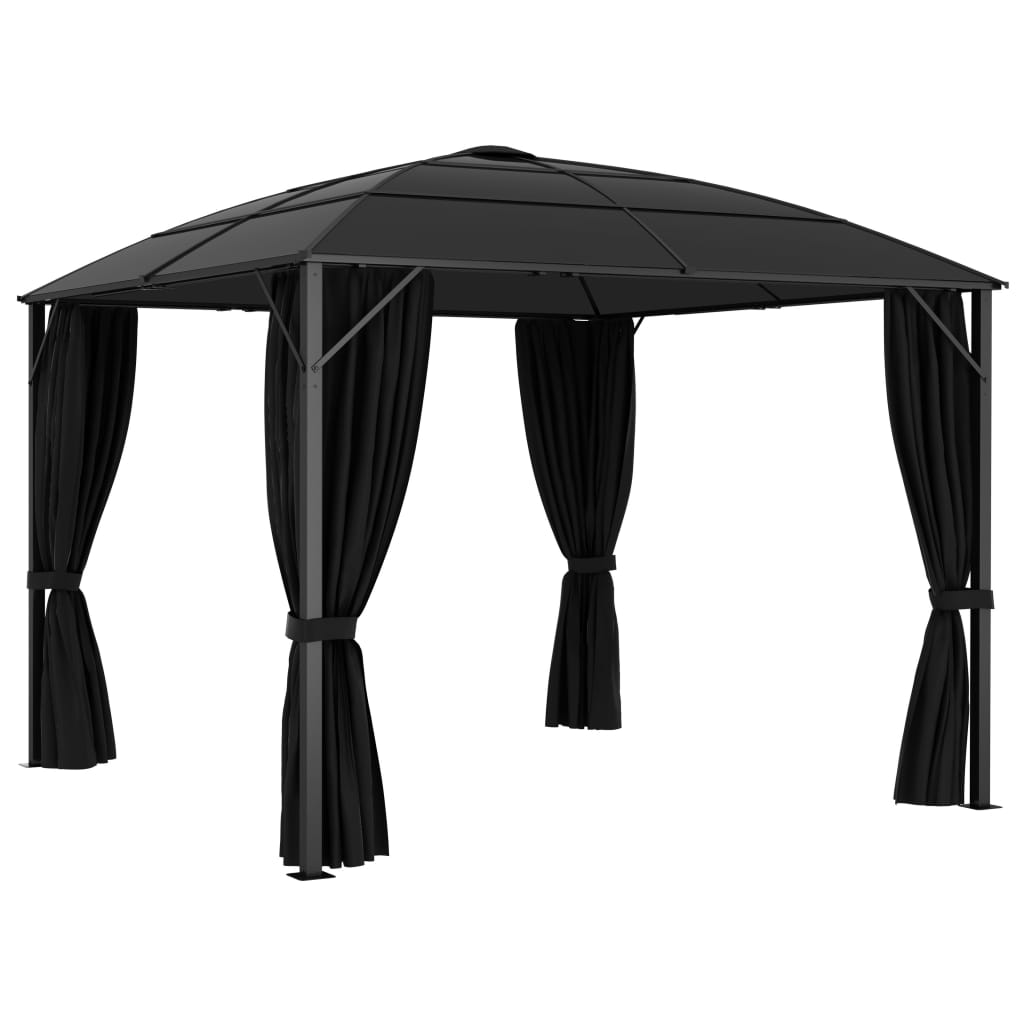 Gazebo con Tende 300x300x265 cm Antracite - homemem39