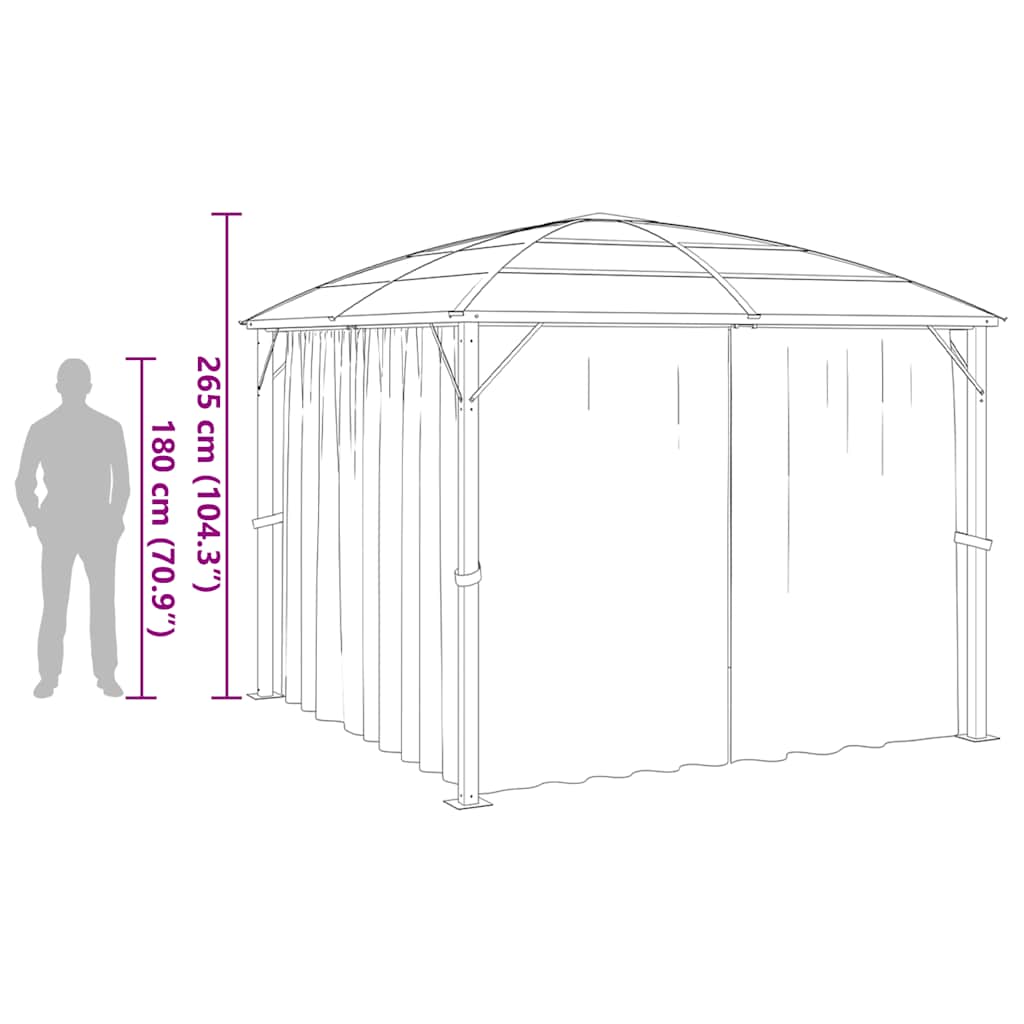 Gazebo con Tende 300x300x265 cm Antracite - homemem39