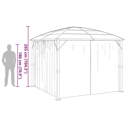 Gazebo con Tende 300x300x265 cm Antracite - homemem39