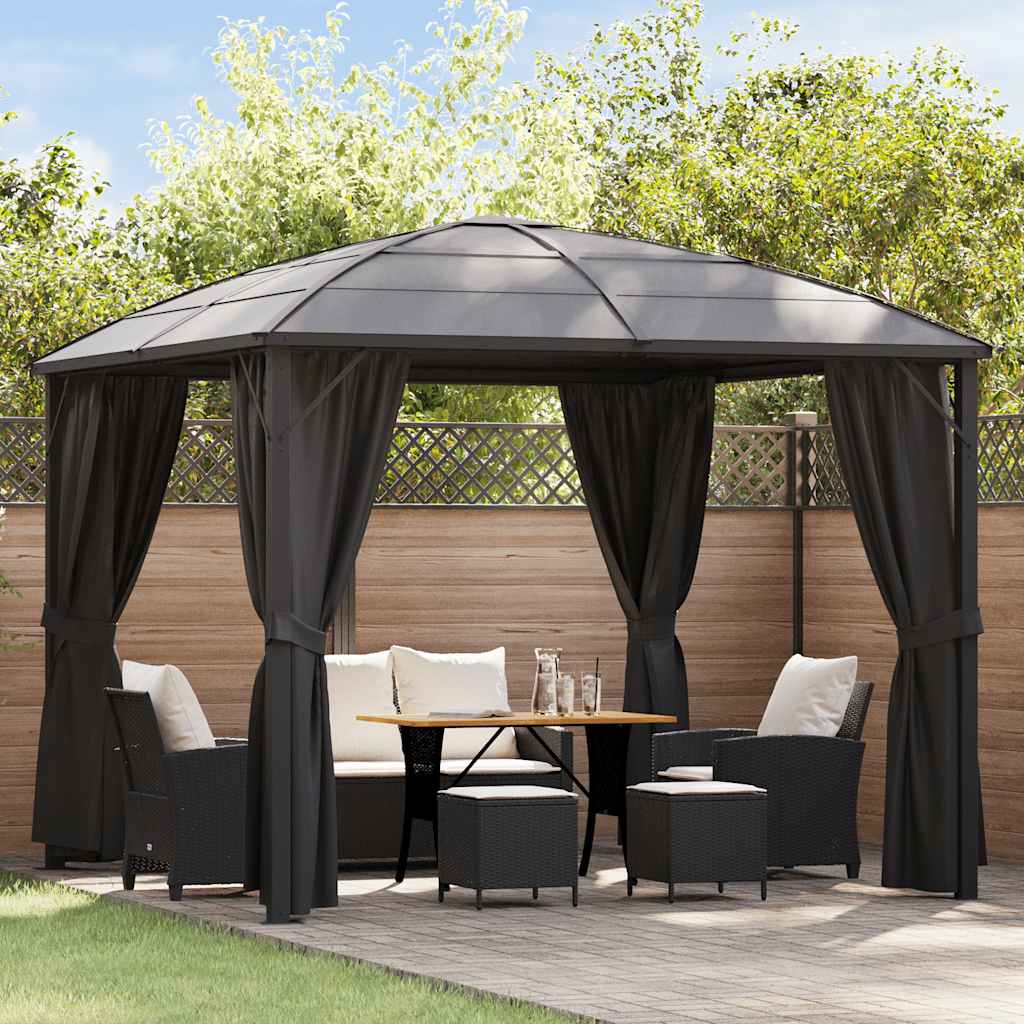 Gazebo con Tende 300x300x265 cm Antracite - homemem39