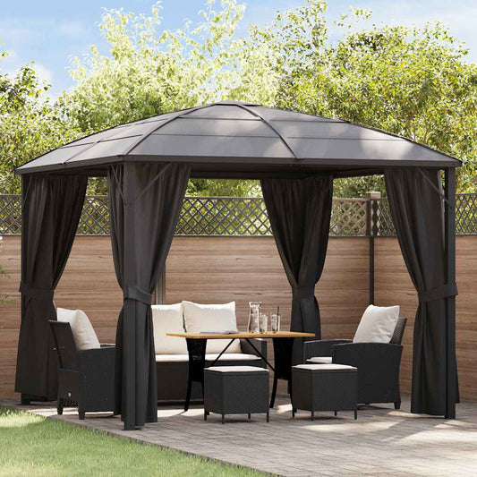 Gazebo con Tende 300x300x265 cm Antracite - homemem39