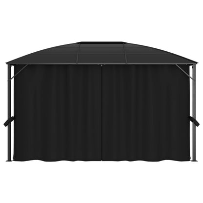 Gazebo con Tende 400x300x265 cm Antracite - homemem39
