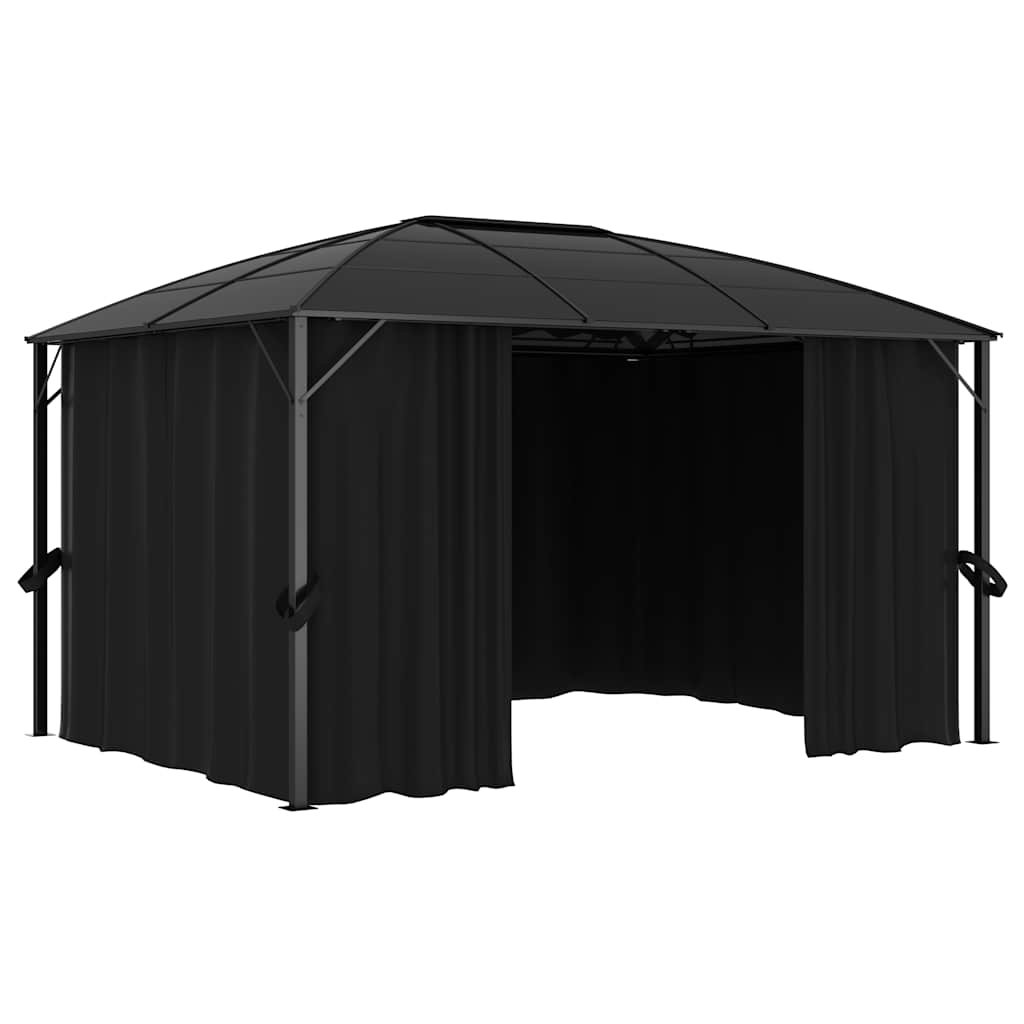 Gazebo con Tende 400x300x265 cm Antracite - homemem39