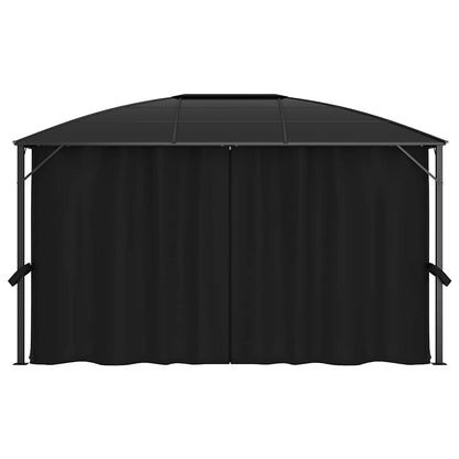 Gazebo con Tende 400x300x265 cm Antracite - homemem39