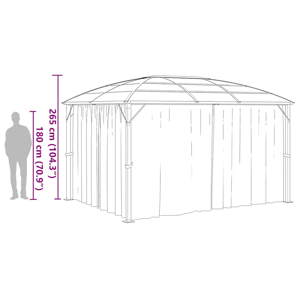 Gazebo con Tende 400x300x265 cm Antracite - homemem39