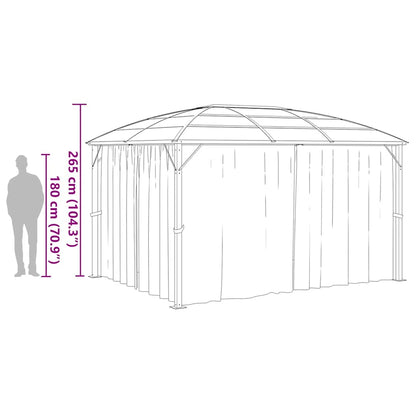 Gazebo con Tende 400x300x265 cm Antracite