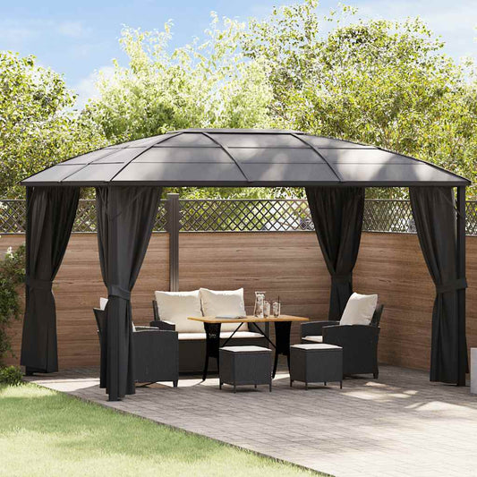 Gazebo con Tende 400x300x265 cm Antracite - homemem39