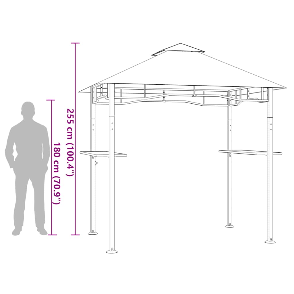 Gazebo per Barbecue 240x150x255 cm Antracite in Acciaio - homemem39