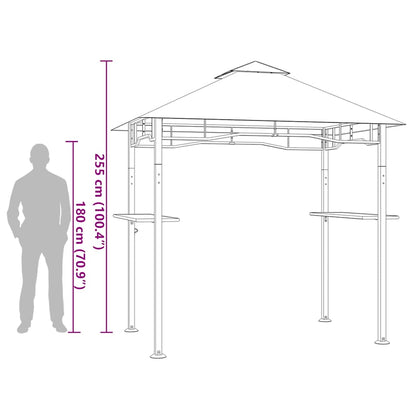 Gazebo per Barbecue 240x150x255 cm Antracite in Acciaio - homemem39