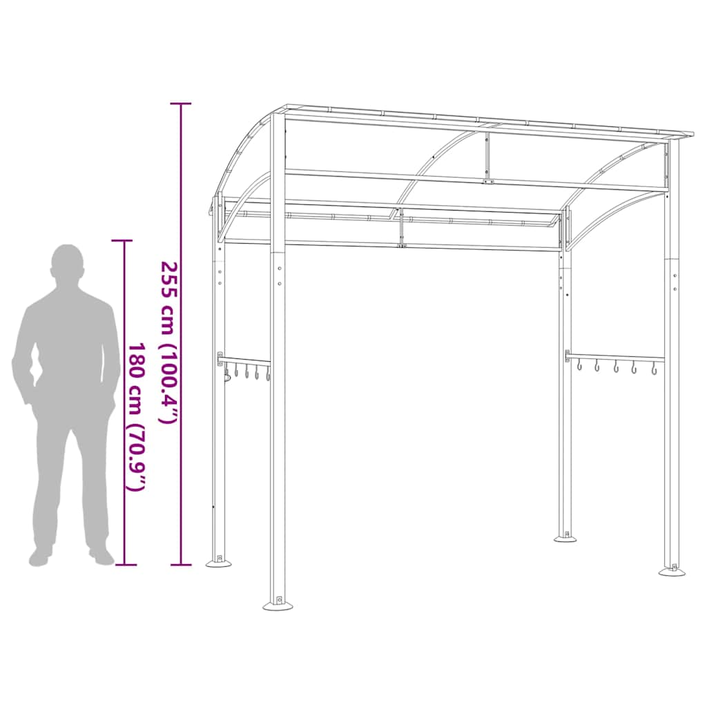 Gazebo per Barbecue 215x150x220 cm Antracite in Acciaio | homemem39