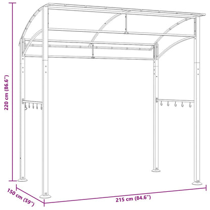 Gazebo per Barbecue 215x150x220 cm Antracite in Acciaio | homemem39