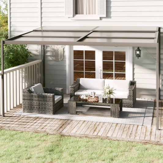 Gazebo con Tetto Antracite 4x3x2,5 m in Alluminio e Acciaio | homemem39
