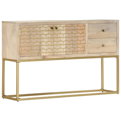 Credenza Oro 120x30x75 cm Legno Massello di Mango