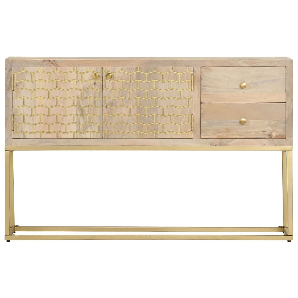 Credenza Oro 120x30x75 cm Legno Massello di Mango