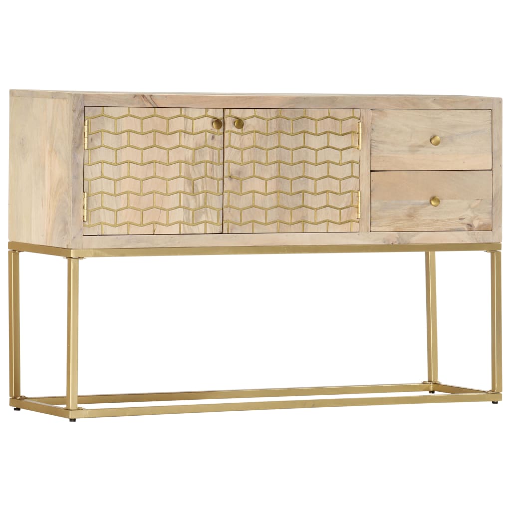 Credenza Oro 120x30x75 cm Legno Massello di Mango