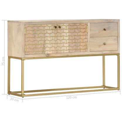 Credenza Oro 120x30x75 cm Legno Massello di Mango