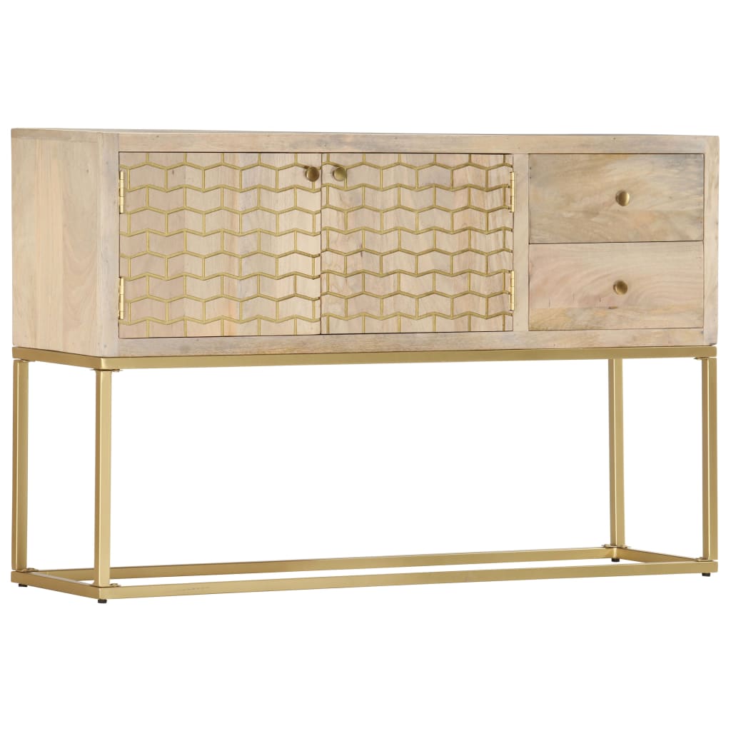 Credenza Oro 120x30x75 cm Legno Massello di Mango