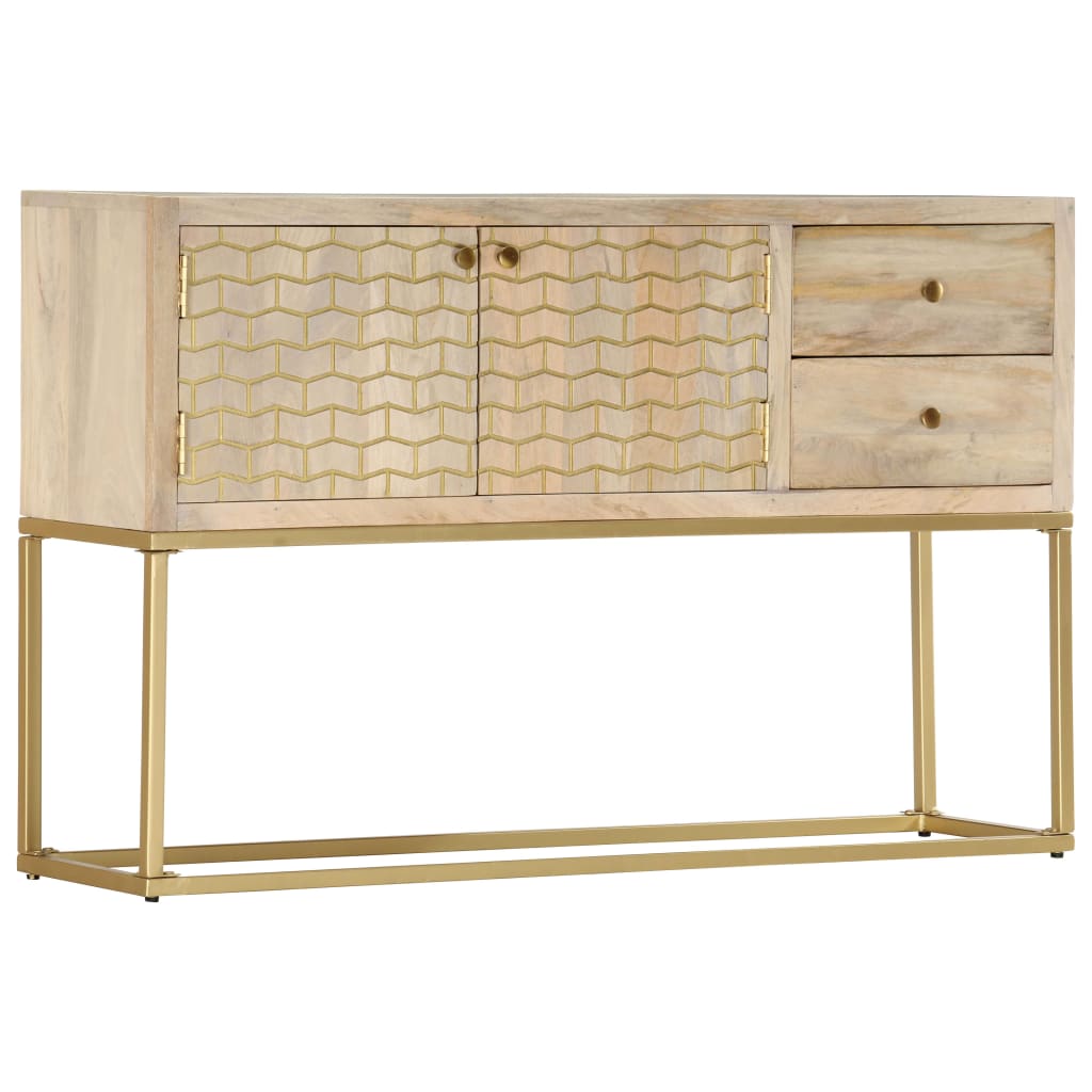 Credenza Oro 120x30x75 cm Legno Massello di Mango