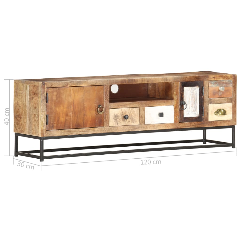 Mobile Porta TV 120x30x40 cm in Legno Massello di Recupero | homemem39