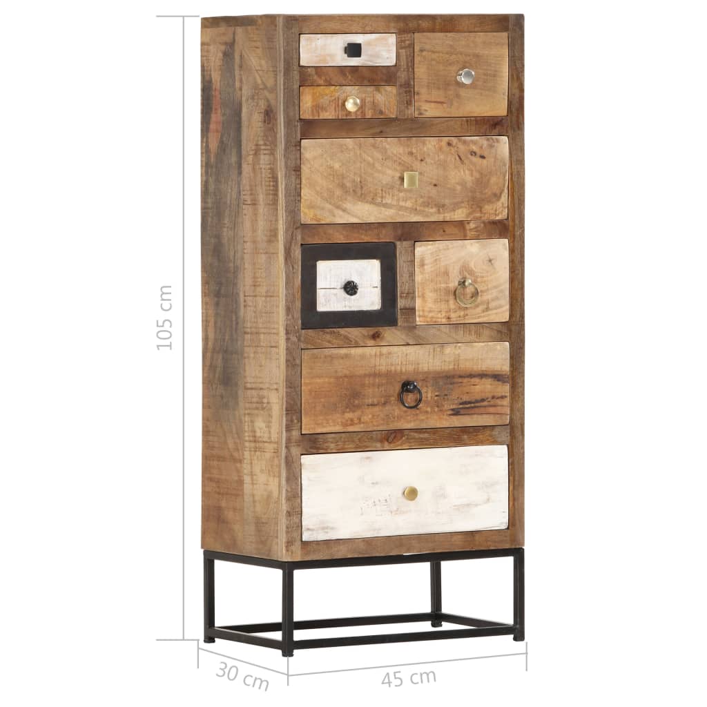 Cassettiera 45x30x105 cm in Legno Massello di Recupero