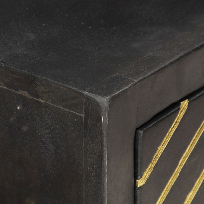 Tavolo Consolle Nero e Oro 90x30x75cm Legno Massello di Mango - homemem39