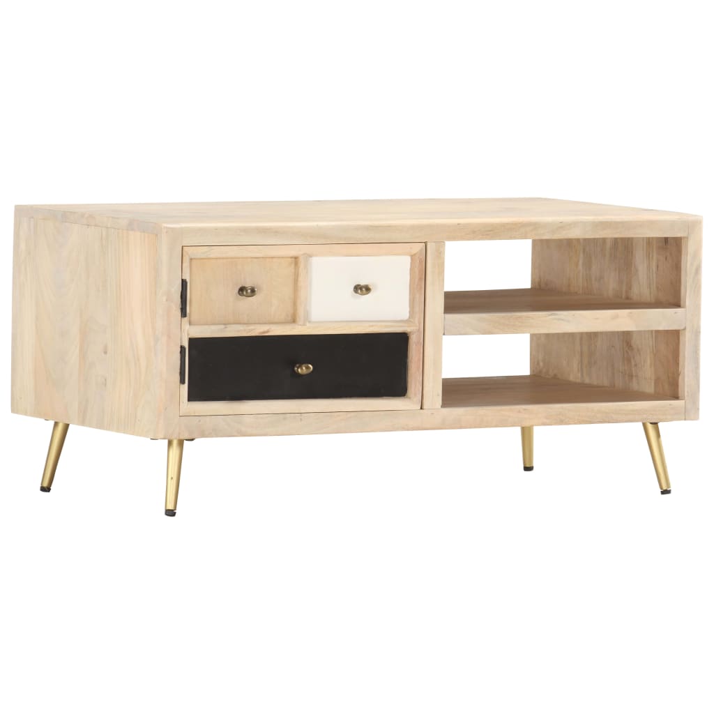 Tavolino da Salotto 90x45x40 cm in Legno Massello di Mango | homemem39