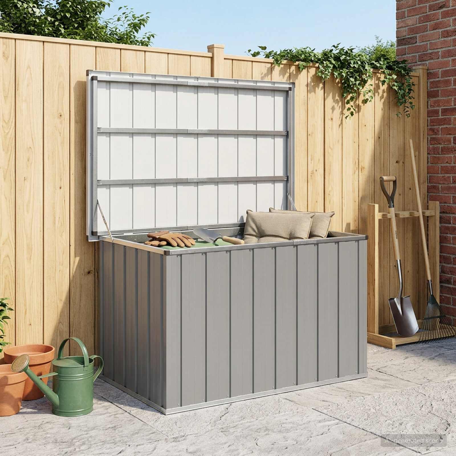 Baule da Giardino Grigio 109x67x65 cm | homemem39