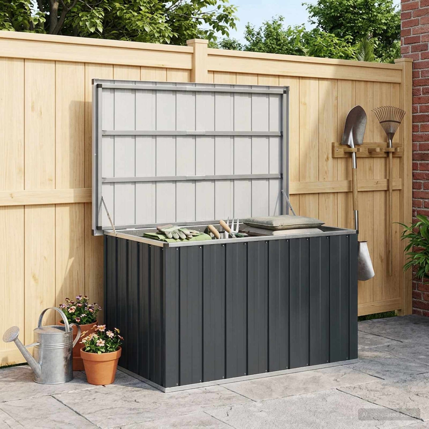 Baule da Giardino Antracite 109x67x65 cm | homemem39