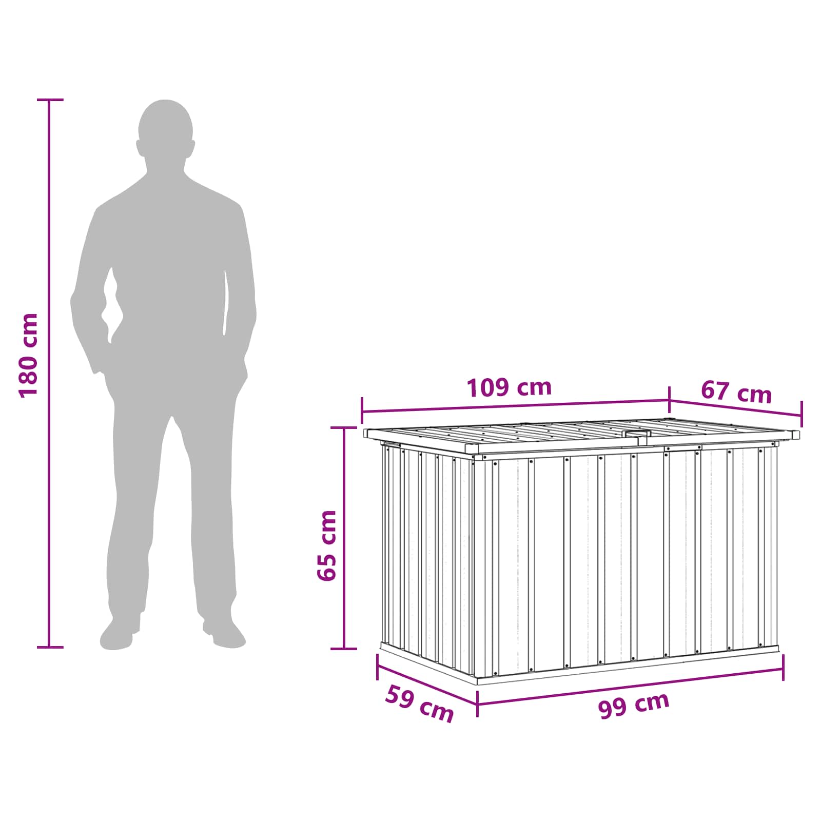 Baule da Giardino Antracite 109x67x65 cm | homemem39